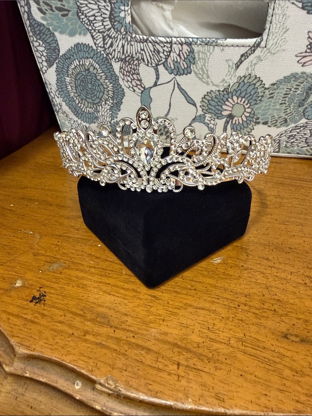 Silver Crystal Tiara Crown - Elegant Bridal Headpiece